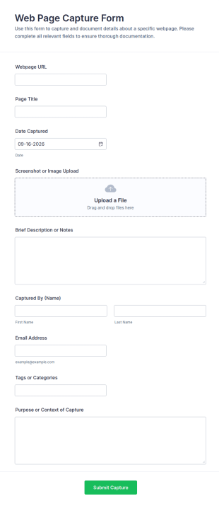 Web Page Capture Form Template