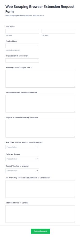 Web Scraping Browser Extension Request Form Template