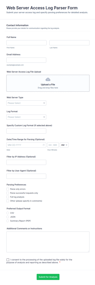 Web Server Access Log Parser Form Template