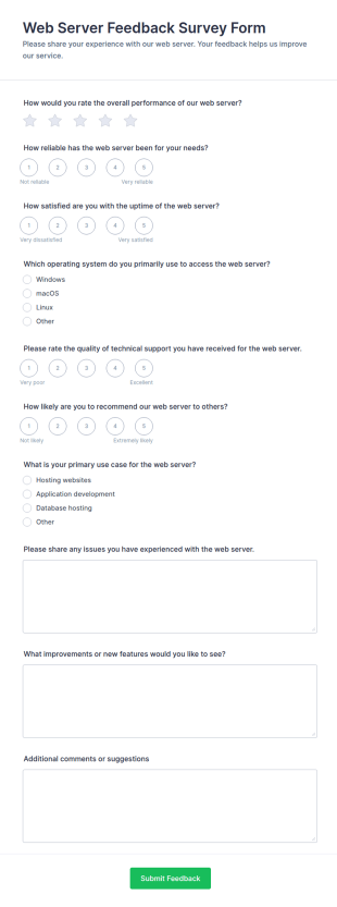 Web Server Feedback Survey Form Template