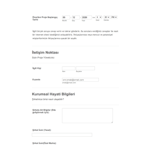 Web Site Tasarım İstek Form Şablonu