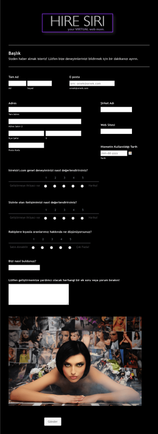 Web Sitesi Müşteri Geri Bildirim Form Template