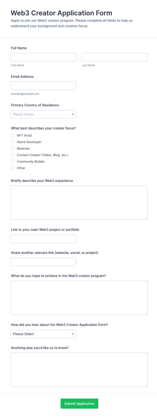 Web3 Creator Application Form Template