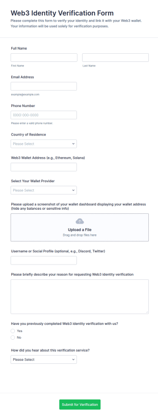 Web3 Identity Verification Form Template