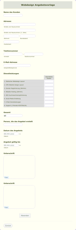 Webdesign Angebot