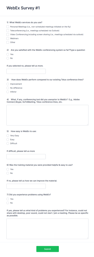 Videoconferencing Product Survey Form Template