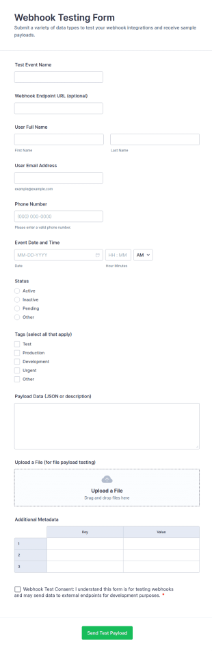 Webhook Testing Form Template