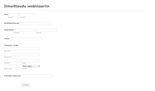 Webinaarin Ilmoittautumiskaavake Form Template