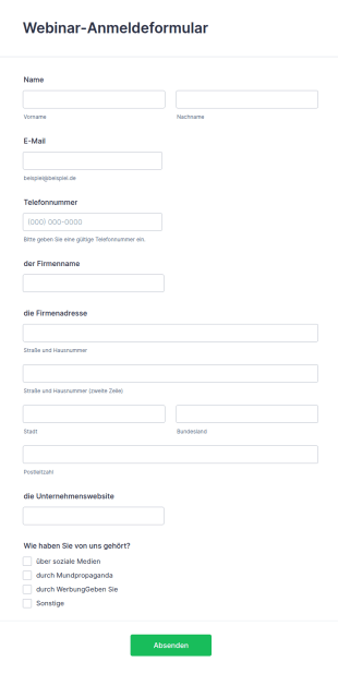 Webinar Anmeldeformular