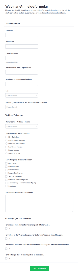 Webinar Anmeldung