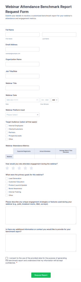 Webinar Attendance Benchmark Report Request Form Template