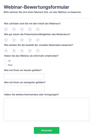 Webinar Bewertungsformular