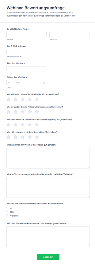 Webinar Bewertungsumfrage