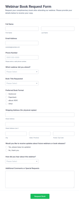 Webinar Book Request Form Template