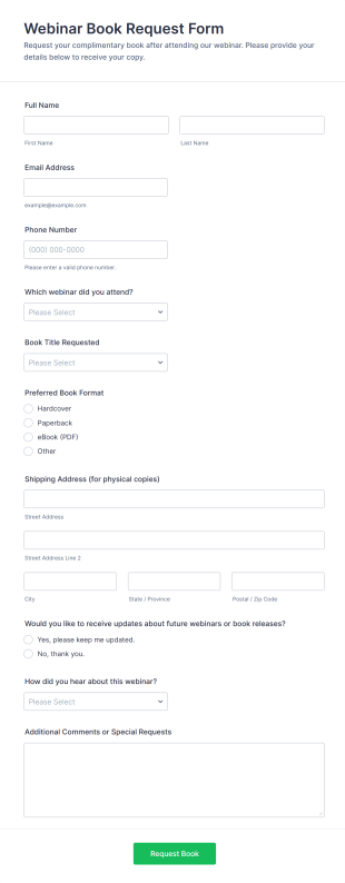 Webinar Book Request Form Template