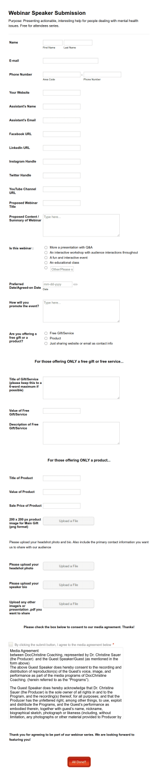 Webinar Entry Form Template