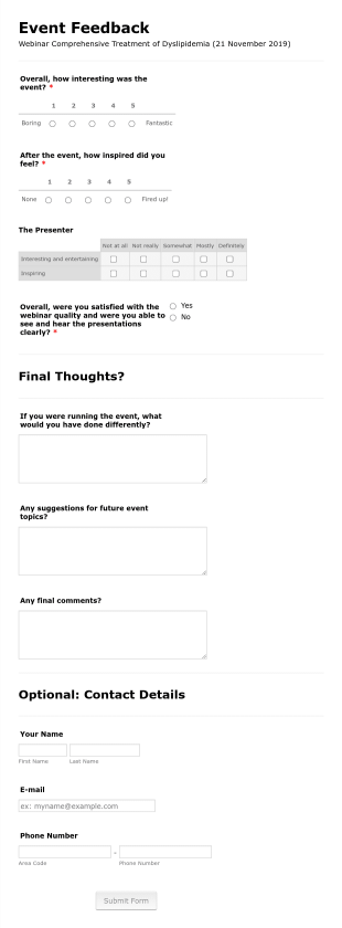 Webinar Feedback Form Template