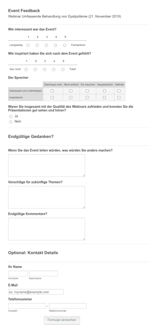 Webinar Feedback Formular