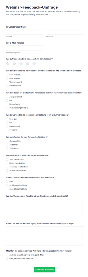 Webinar Feedback Umfrage