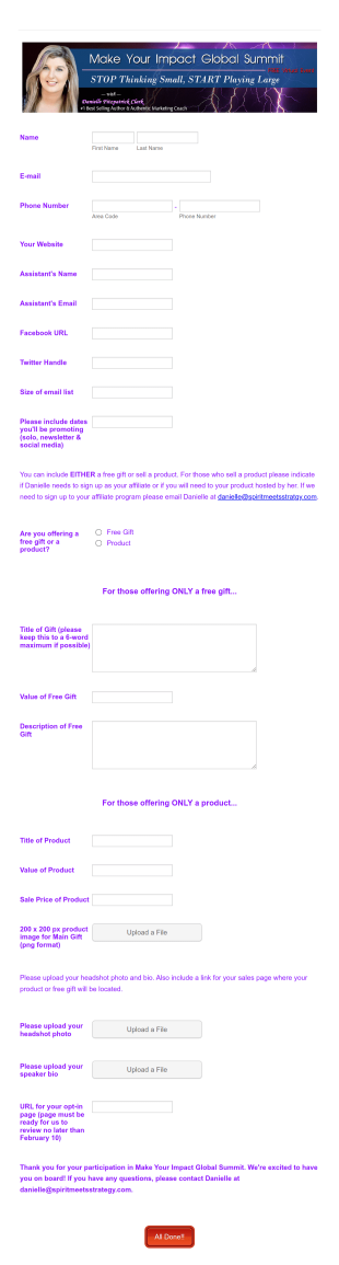 Webinar Speaker Intake Form Template