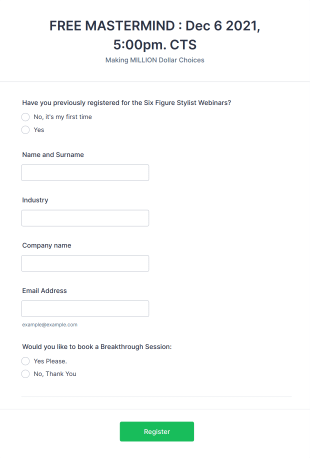 Webinar Enrollment Form Template