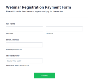 Webinar Registration Payment Form Template