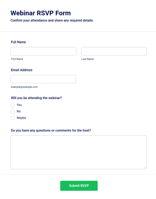 Webinar RSVP Form Template