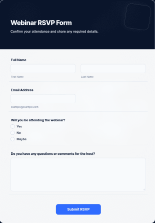 Webinar RSVP Form Template