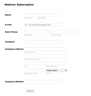 Webinar Subscription Form Template