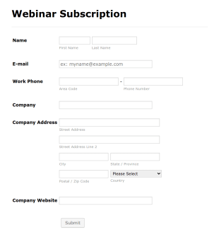 Webinar Subscription Form Template