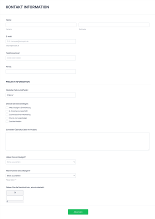 Website Angebotsformular Form Template