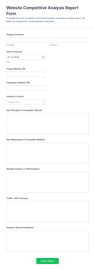 Website Competitive Analysis Report Form Template