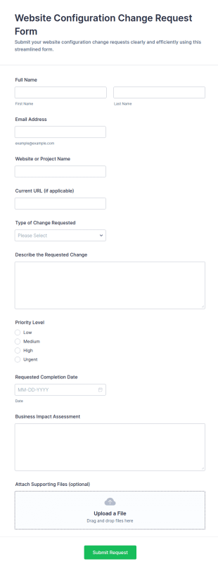 Website Configuration Change Request Form Template