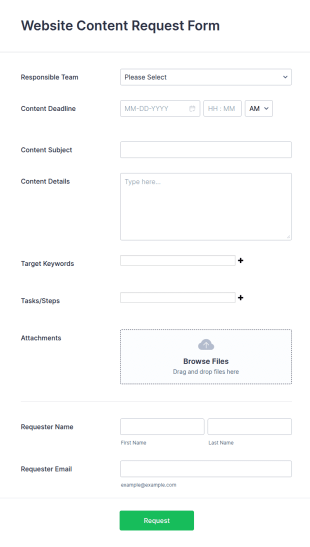 Website Content Request Form Template