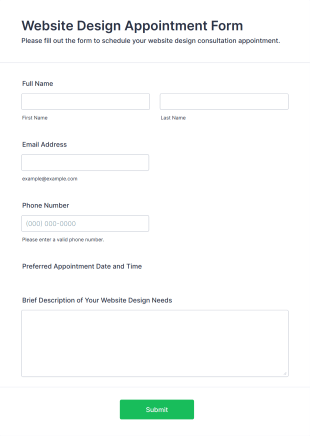 Website Design Appointment Form Template