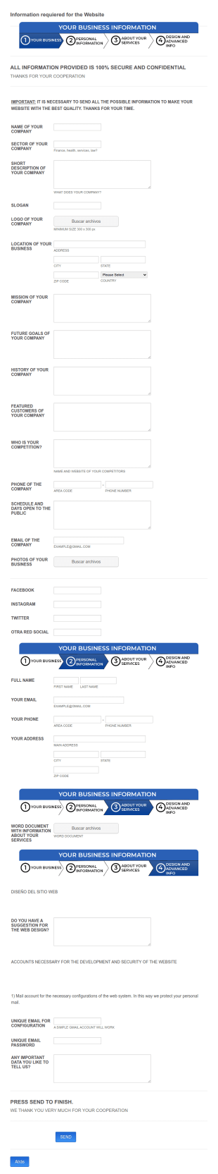 Website Design Client Intake Form Template