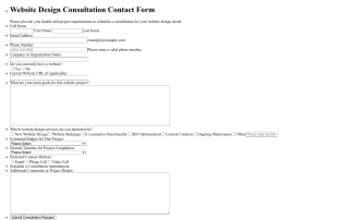 Website Design Consultation Contact Form Template