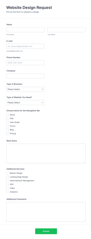 Website Update Request Form Template | Jotform