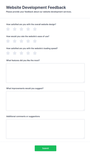 Website Development Feedback Form Template