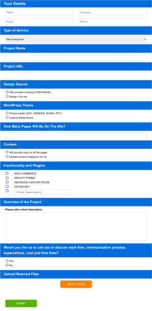 Website Estimate Form Template
