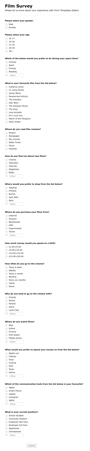 Website Feedback Survey 2 Form Template