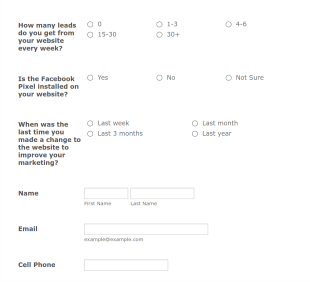 Website Marketing Questionnaire Form Template