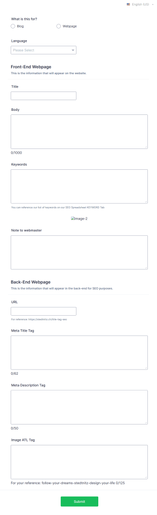 Website Content Submission Form Template