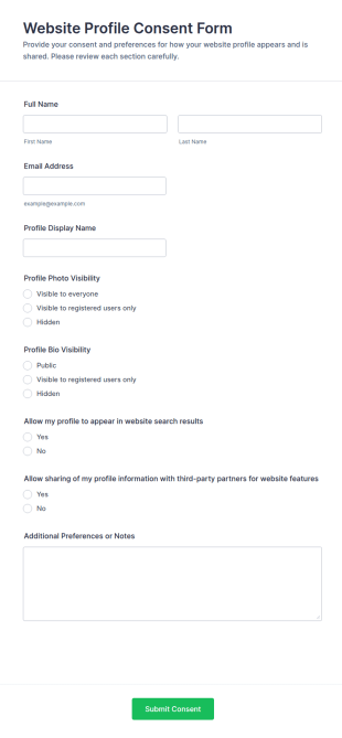 Website Profile Consent Form Template