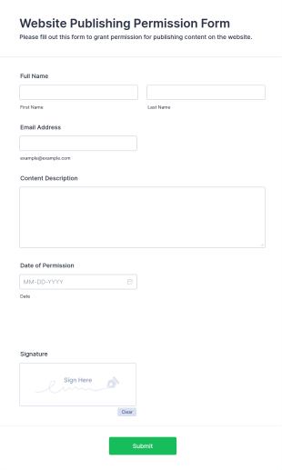Website Publishing Permission Form Template