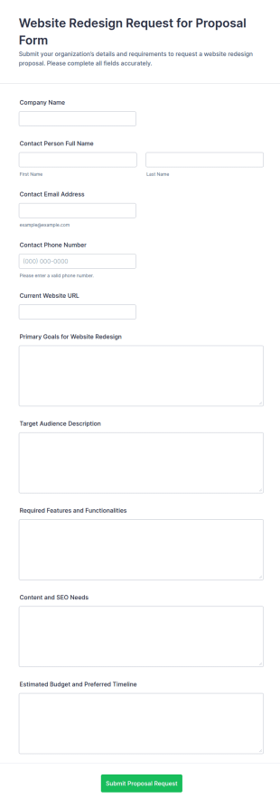 Website Redesign Request For Proposal Form Template