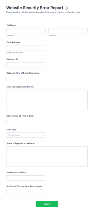 Website Security Error Report 🛡️ Form Template