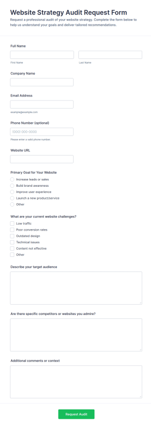 Website Strategy Audit Request Form Template