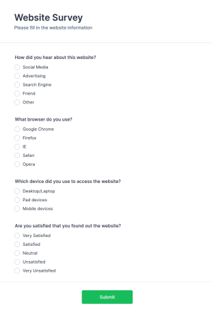 Website Survey Form Template