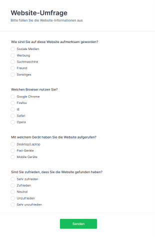 Website Umfrage Form Template